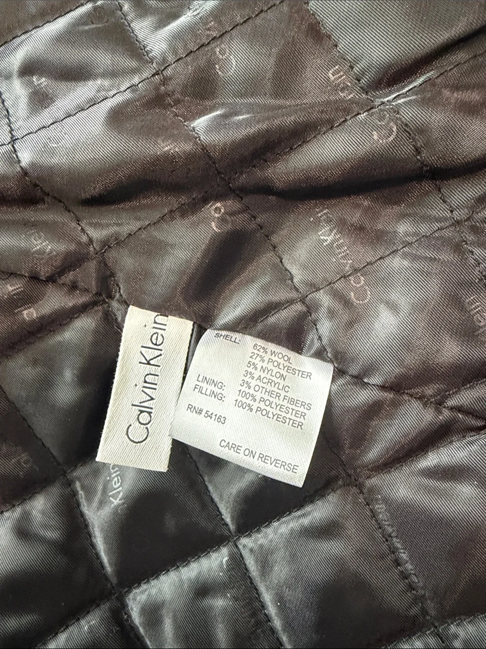Calvin Klein Black Quilted-Lined Men's Pea Coat